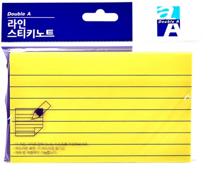 라인 스티키 노트 76mm X 127mm (100매), 옐로우