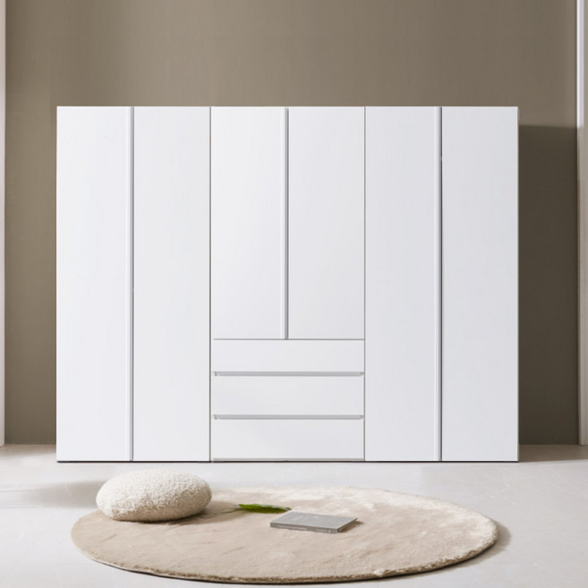 솜씨방가구 E0 로즈모던 2400 장롱세트(옷장 + 서랍옷장 + 이불장), 화이트, 01_옷장+서랍옷장+이불장