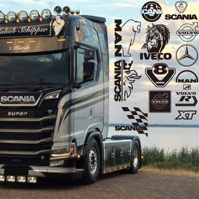 부초바 대형트럭 대형차스티커 덤프 화물차 데칼 스카니아 볼보 벤츠 만 이베코, S, BD-001, 1개