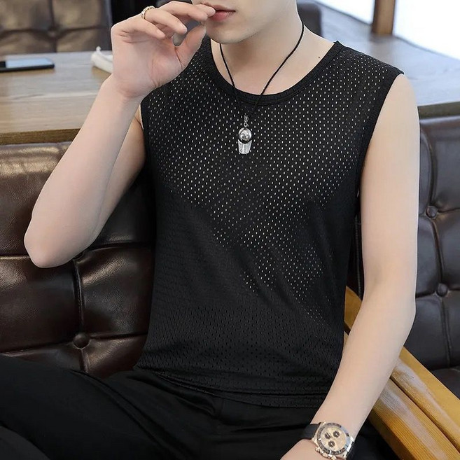 여름 남자 나시 민소매 캐주얼 스포츠 땀 흡수 속건 티셔츠