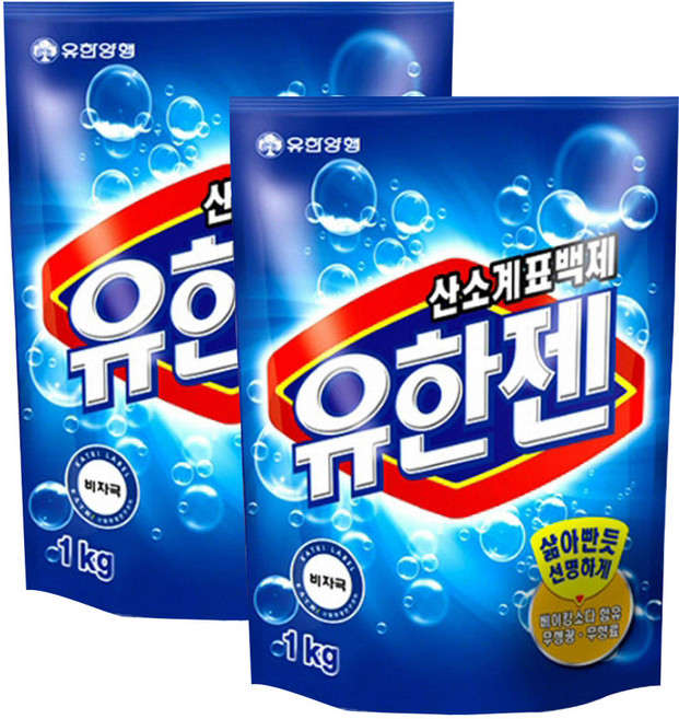 유한젠 산소계 표백제 분말형 1kg+1kg 기획 리필 세탁보조제, 2kg, 1개