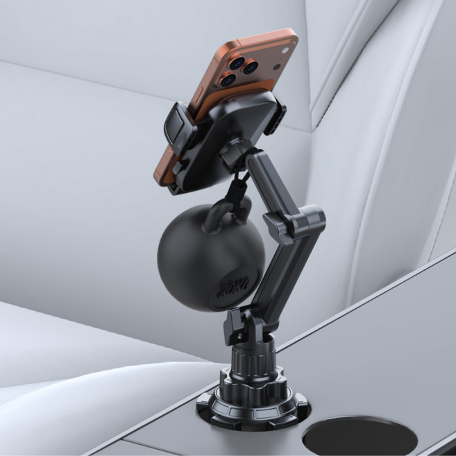 NEXT EDGE 안정적인 차량용 컵홀더 태블릿 핸드폰 거치대 360도 회전 초강력 고정, 블랙-A193, 1개