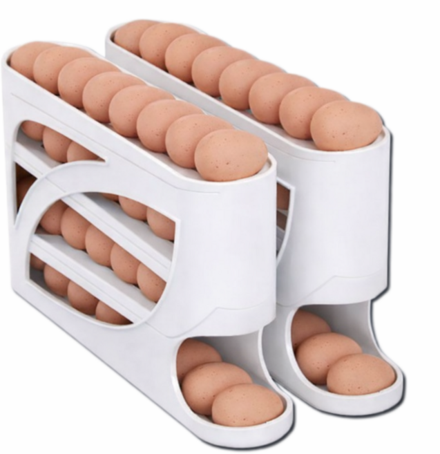 하기센스 계란보관함 30구 자동슬라이딩 2단 대용량 1+1, 다크 화이트, 2개