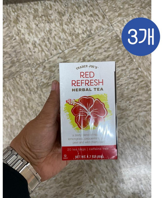 트레이더조 레드 리프레시 허벌티 카페인프리 허브티 티백 Trader Joe's Red Refresh Herbal Tea, 20개입, 2.4g, 3개