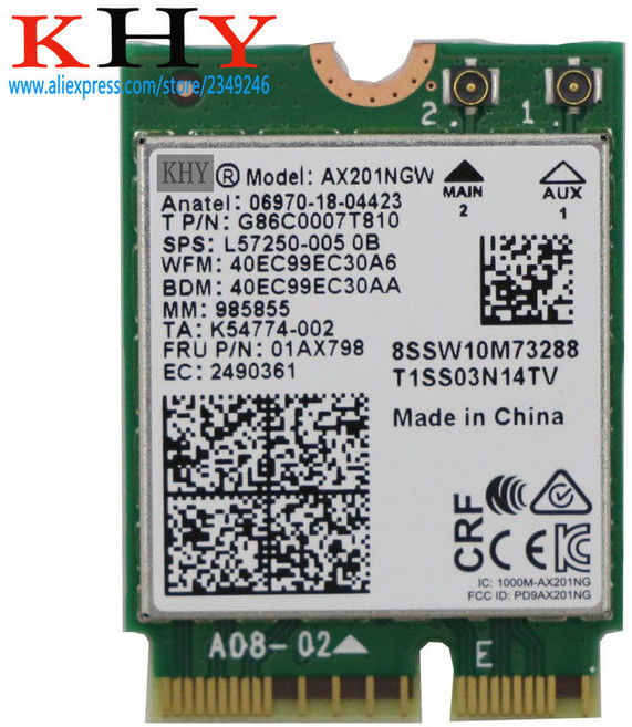 오리지널 무선 22560 AX201NGW 씽크패드 E14 E15 씽크북 13s/14s/14/15/Plus 씽크센터 M70a M90a Gen2 M60e Tiny 01AX798, 1개