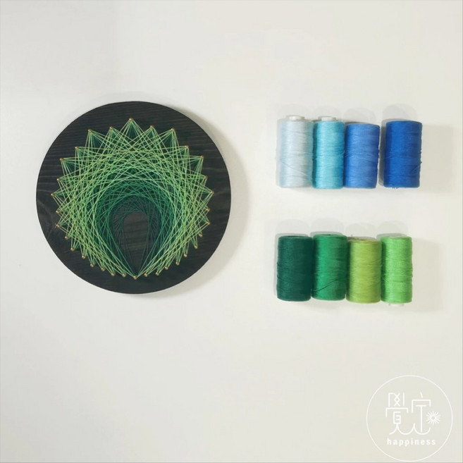 覺定幸福 藍綠色棉線組 適用於Stringart線藝釘線畫 手縫色三股線 多種手作加購材料, 1個