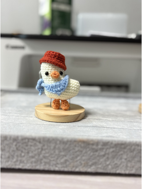 귀여운 핸드메이드 뜨개 오리 키링 가방고리, 1개, 빨간 모자, 7cm