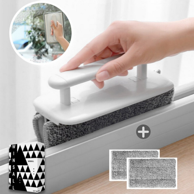 윈즈올 먼지싹 창틀 틈새 청소 브러쉬 본품1+리필2, 1세트, 그레이
