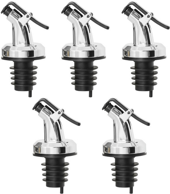 쉐리엘 고급 오일 병마개 푸어러 실리콘마개, 5개, 실버