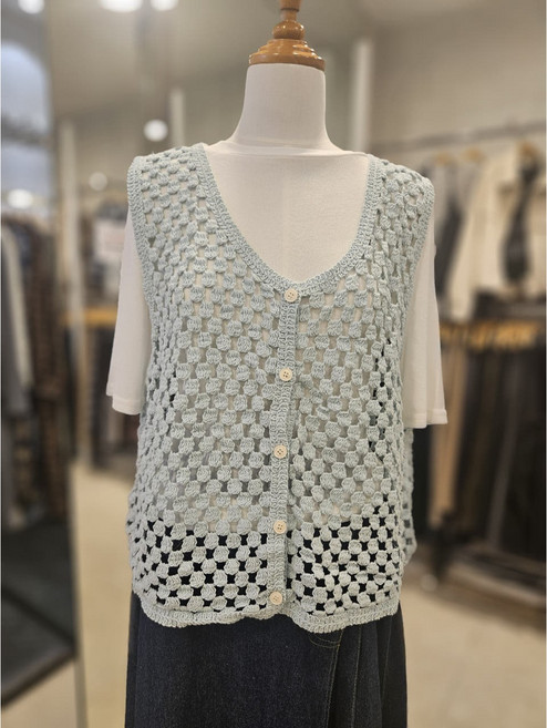 [밸리걸] 봄 여름 크로쉐 V넥 베스트 (870290)