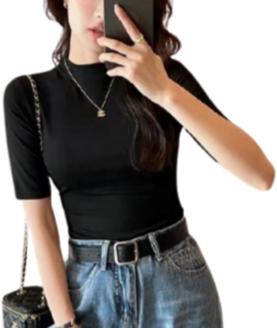 여성 5부소매 반목폴라티 데일리 이너 레이어드 편한 기본티 77까지 아비토브랜드