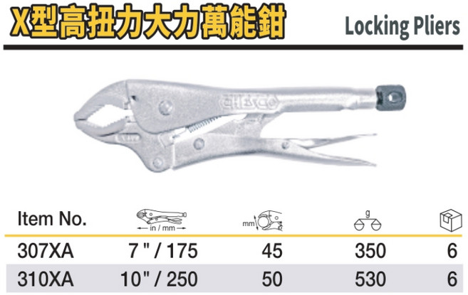 CHESCO X型高扭力大力萬能鉗, 1個, 310XA-X型高扭力大力萬能鉗