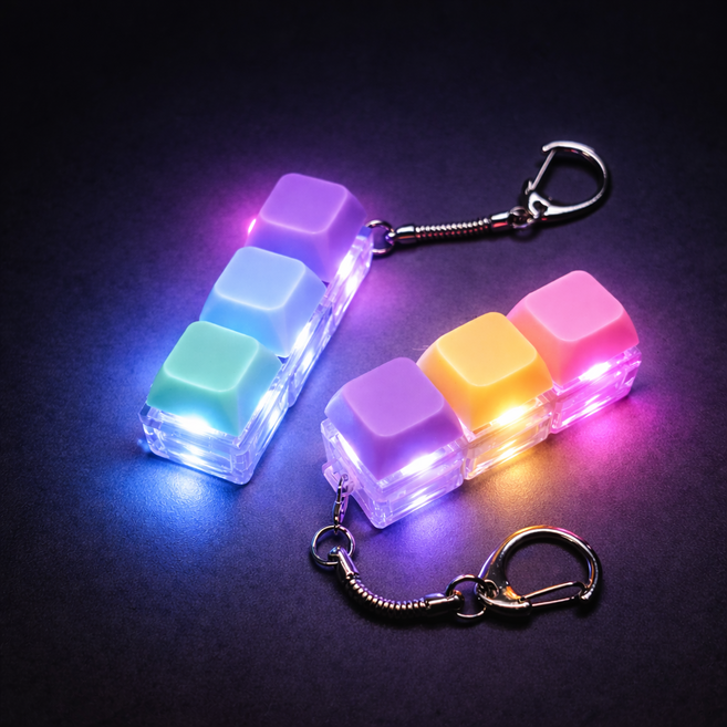 펫더월드 LED 키보드 불빛 키링 딸깍이 mbti 선물, 3구, 1개, LED 랜덤