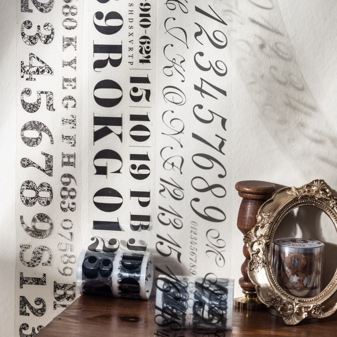 올리브파티 디지털트랙 시리즈 숫자 감성 빈티지 다꾸 디자인 마테 롤스티커, 2개, no1+no2