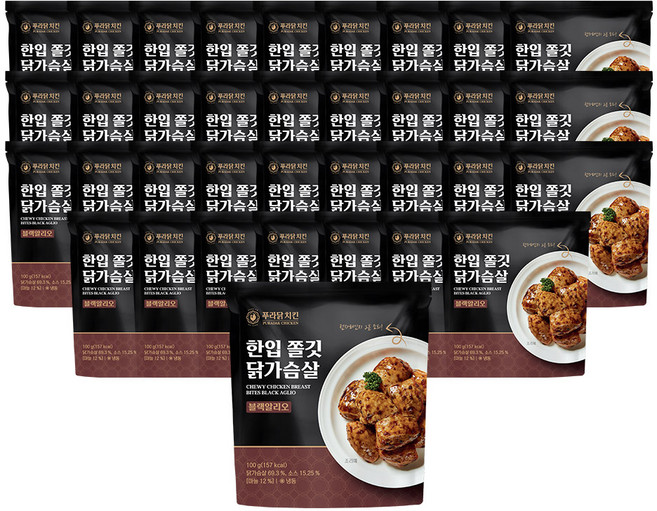 [무료배송/당일출고] 푸라닭 한입쫄깃 닭가슴살 블랙알리오, 35개, 100g