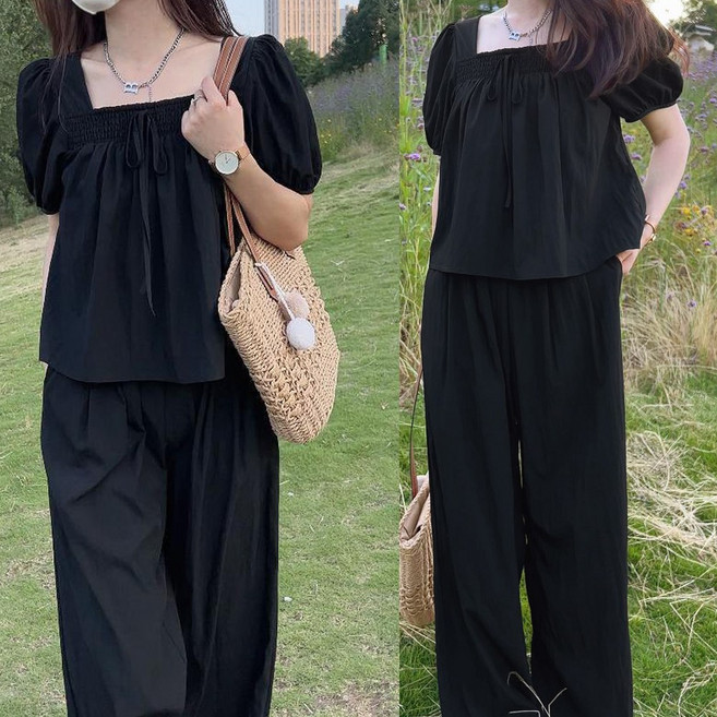 드마엘_썸머 프릴 루즈핏 투피스 세트 (3color) 하객룩 데이트룩 바캉스룩