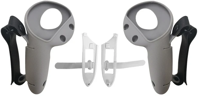 배터리 교체 오프닝 커버 너클 스트랩 포함 실리콘 보호 컨트롤러 케이스 메타 3/3S VR 액세서리, 01 Gray