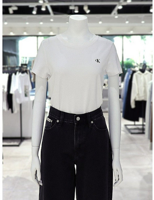 캘빈클라인 진 CALVIN KLEIN JEANS CK진 여성 스몰로고 슬림핏 크루넥 반팔 티셔츠 47AB804-YAA XWA970 MTO265
