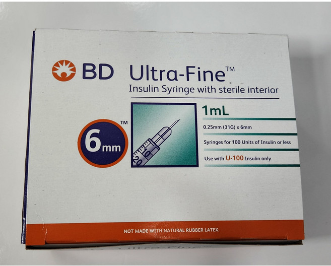 BD울트라파인 1ml 인슐린 주사기 6mm 31G (100개입) 1박스, 1개