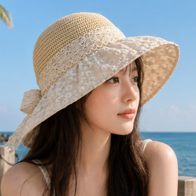 텀브걸 챙넓은 예쁜 햇빛가리개 여성 벙거지 모자