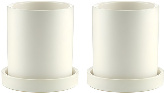 삼호유리 모노톤 모던 무광화분, 화이트, 2개