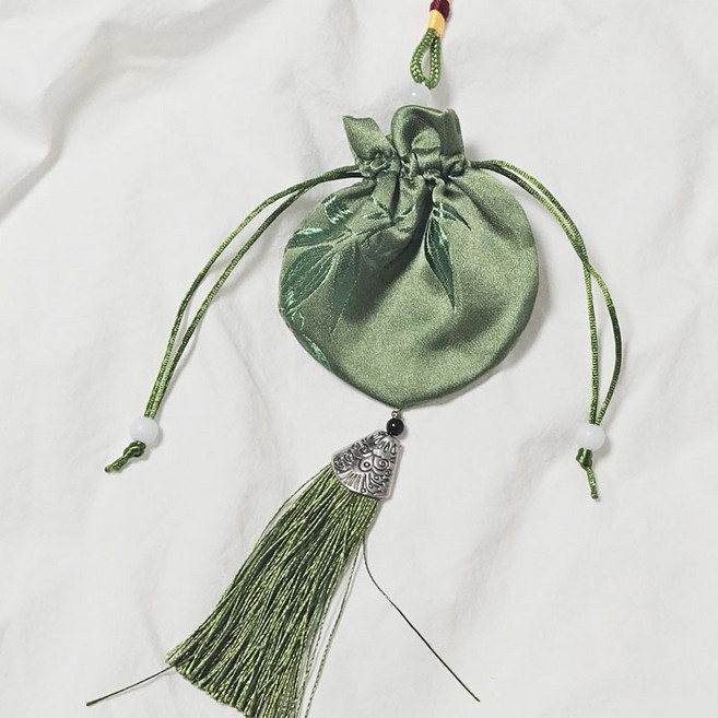 반야연 전통 미니 복주머니 기념품 답례품 포장 비단 파우치 외국인선물, 대나무그린