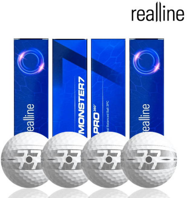 [리얼라인 본사직영] 리얼라인 저압축 골프공 몬스터7 프로 360 초고반발 비거리용 밸런스 기능성 3피스, 1개, 12개입, 화이트(77)
