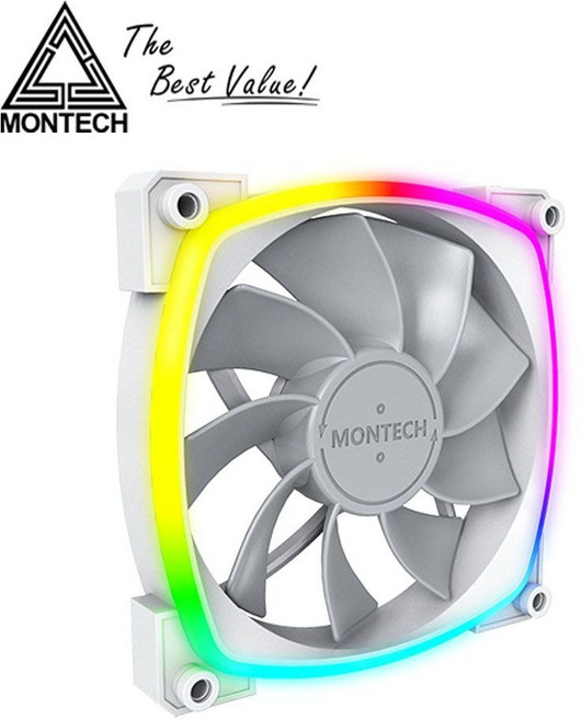 MONTECH 君主 AX120 RX120 PWM 120mm 靜音風扇，智能溫控，高效散熱，電腦風扇, 1個, RX120 PWM 反葉 白