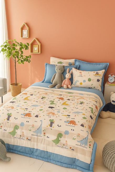 [베유라 엄마품 키즈 친환경 모달 차렵 사계절 침구] 유럽 친환경 향균 모달 사계절 먼지없는 이불 침구세트 부드러운 아이 저자극 침구 세트, 5OZ 4계절이불