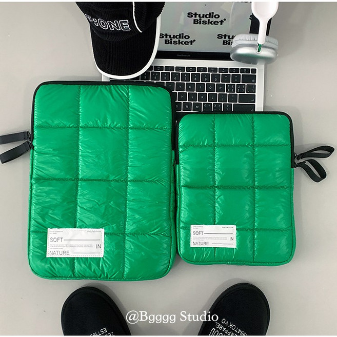 YAPOGI 패딩 충격흡수 16인치 노트북 가방 아이패드 노트북 파우치, 녹색, 1개