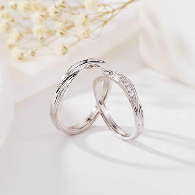 실버925 커플링 고급 모이사나이트 남자 여자반지 오픈링 조절형 20-30대에 적합 선물