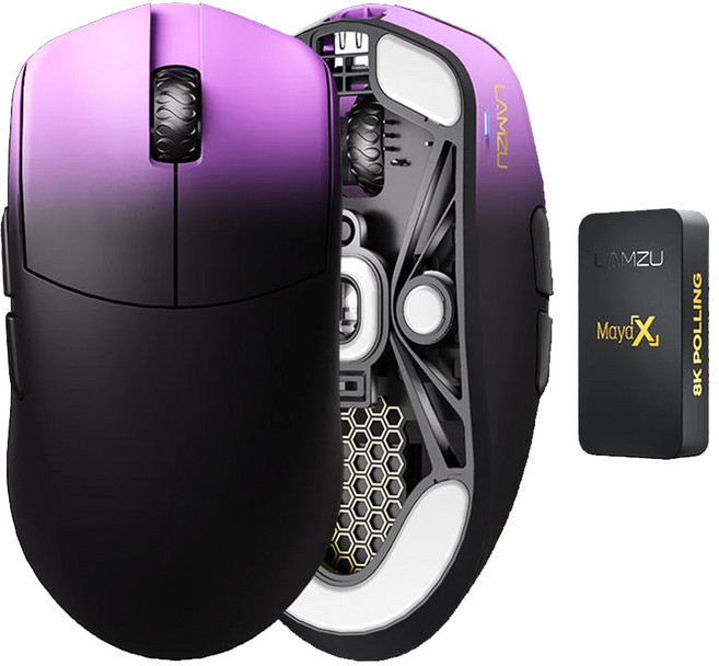 LAMZU 람주 마야 엑스 MaYa X 무선 게이밍 마우스 Wireless 8K, 람주 Maya X 8K(퍼플쉐도우)