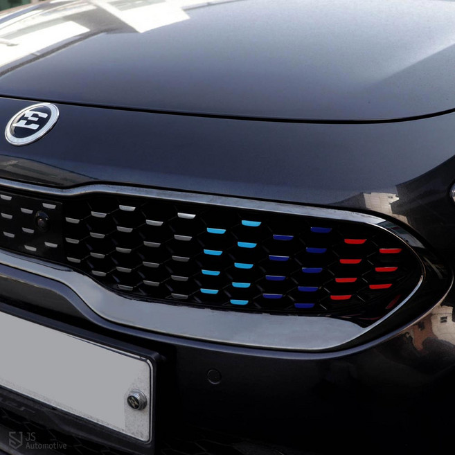 [비브랜드][오너] 프론트 그릴커버 포인트 스티커 국기모양 데칼 튜닝 랩핑 보호필름 스팅어 호환용품, G.퍼포먼스(조수석), 1개