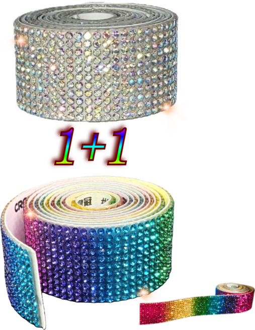 빛나윈 블링블링 큐빅 테이프 다양한 소품꾸미기 폰꾸 다꾸 3종 1+1, 2개, 5.컬러 B+무지개 C