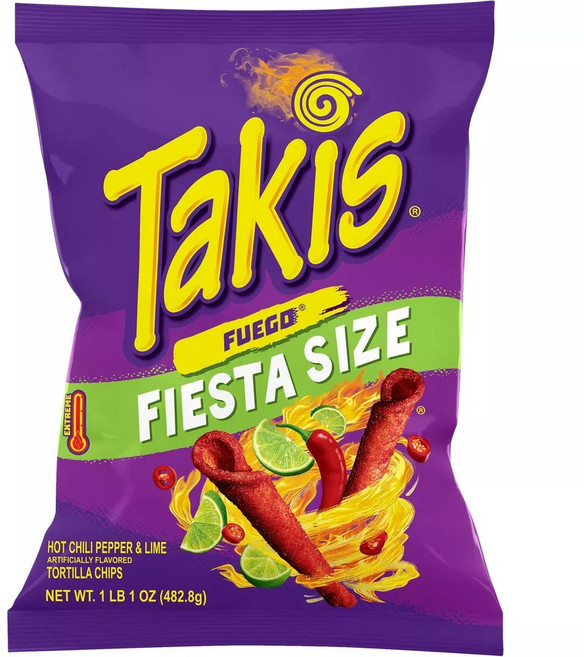 [미국내수용] 타키스 푸에고 핫 칠리 페퍼 & 라임 콘 스낵 대용량 Takis Fuego Hot Chili Pepper & Lime Corn Snack, 1개