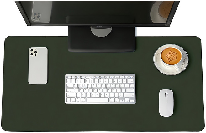 하이어데코 가죽 논슬립 와이드 대형 마우스 장패드 데스크 매트, 다크그린