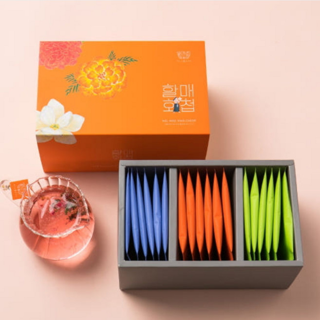 국산 수제 눈에좋은 메리골드 마리골드 비염 기관지 목련 맨드라미 꽃차 감사인사 선물세트 화이통 할매화첩 순수 꽃차3종, 1세트, 꽃차 3종