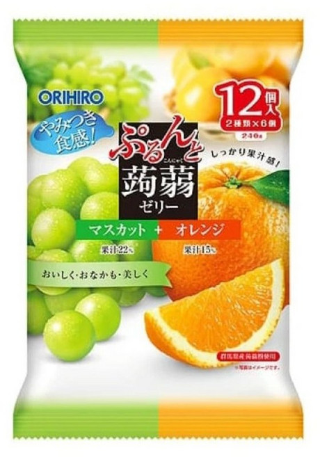 일본 오리히로 곤약젤리 샤인머스캣+오렌지 12개입, 1개, 1cm