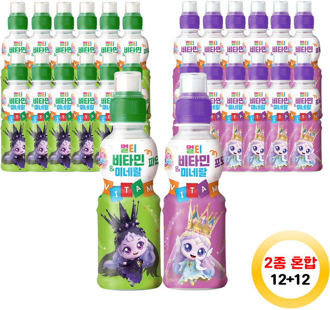 캐치 티니핑 멀티비타민 미네랄 파인애플 포도 200ml 각 12개씩 총 24개