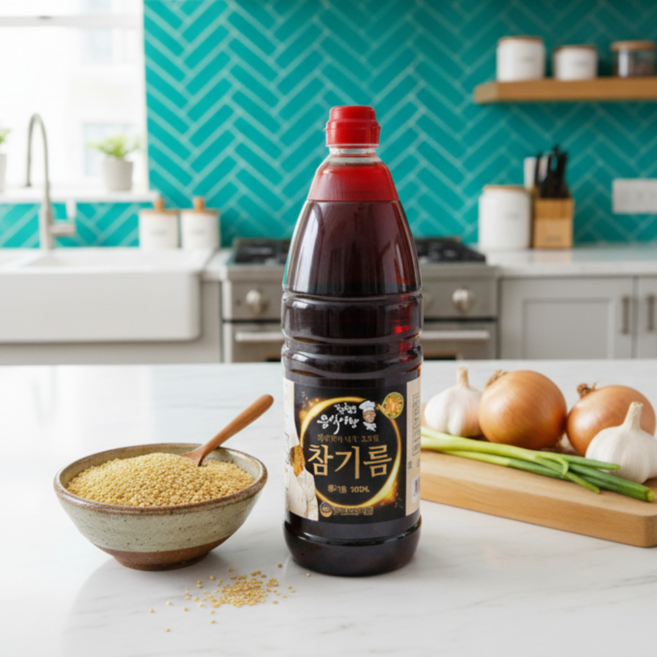 100% 참기름 1.8L 대용량 참기름 해표 신송 오뚜기 참고을 우영식품 업소용, 1개