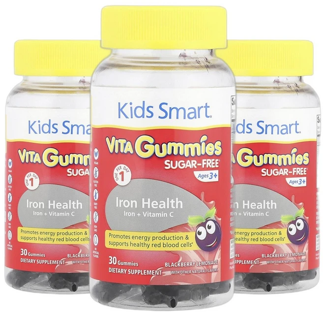 키즈스마트 Kids SMART 스마트 VITA 철분 비타민C 만 3세 이상 구미젤리 30개 2+1, 키즈스마트 Kids SMART 스마트 VITA 철분 비 - 쿠팡