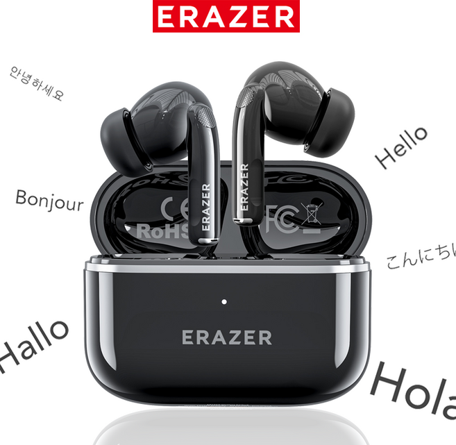 ERAZER XT89PRO TWS AI 블루투스 헤드셋 번역기 고화질 저지연 게임 헤드폰, 블랙, AI 버전