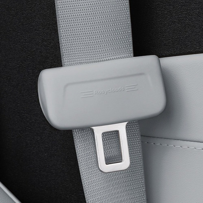 차량용 실리콘 안전 벨트 커버 버클 커버 클립 스크래치 기스 흡집 소음 방지, 2개, 그레이