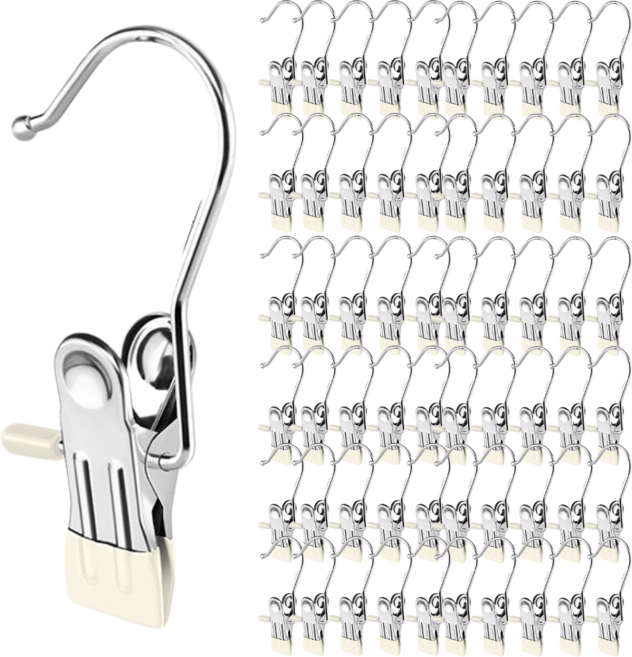 Mirsh 논슬립 코팅 바지걸이 집게, 60개, 베이지