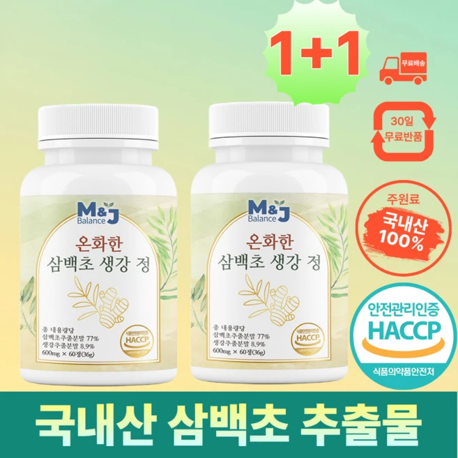 엠제이밸런스 온화한 삼백초 생강 추출물 100% 정품 haccp, 2박스, 60회분 - 쿠팡