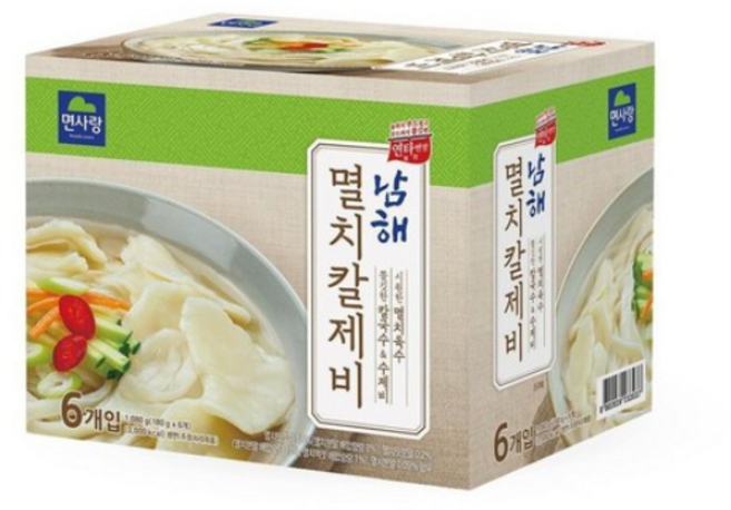 면사랑 남해 멸치칼제비 180G X 6입, 6개