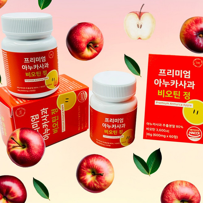 엘핀ELFIN 이탈리아 아누카사과 80% 비오틴 60정*600mg, 60정, 1개