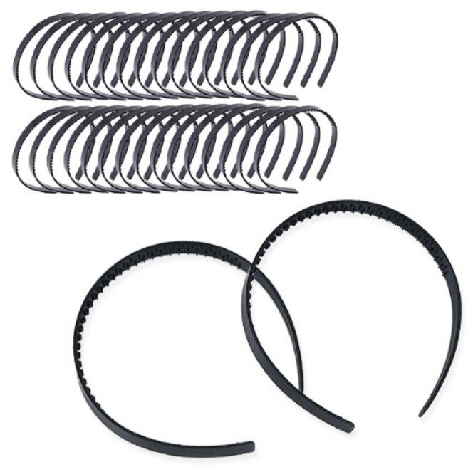 국내제작 25개) 1cm 블랙 이빨머리띠 DIY 재료 헤어악세사리 부자재 리본공예 만들기