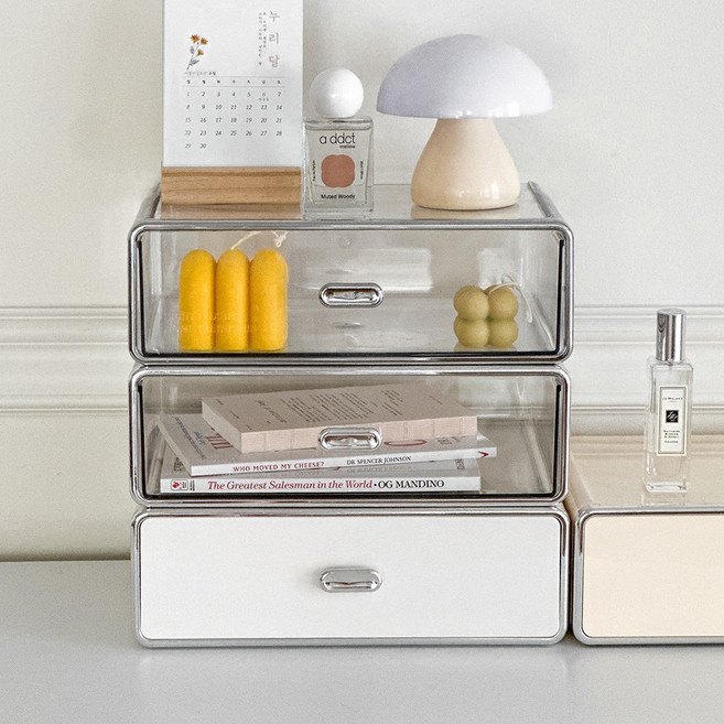 루시아이 모던 스퀘어 다용도 정리함, 1개, 서랍함 투명