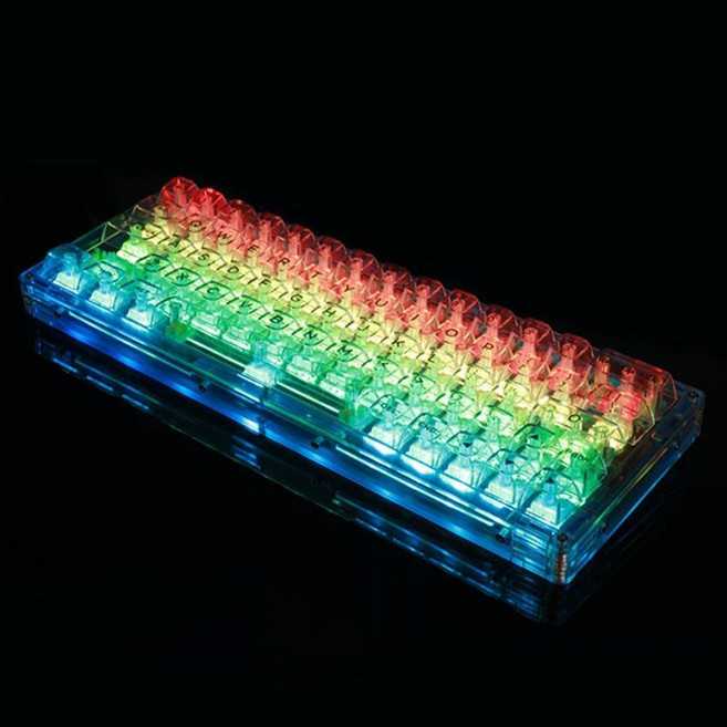 狼蛛 全透明冰塊鍵帽 PC材質 高透光 黑透 適用61/68/87/98/104鍵盤, 正刻【透明鍵帽】115鍵